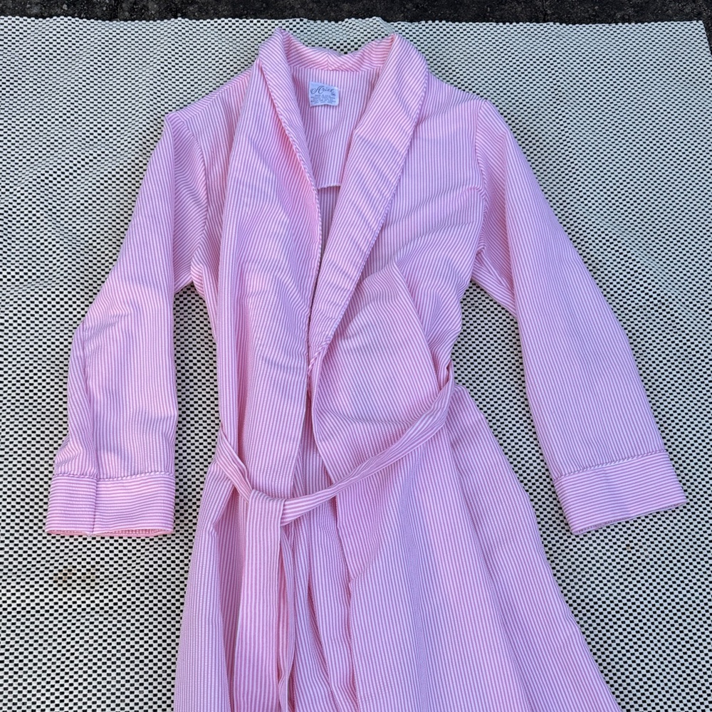 Elegant Pink Striped Women's Belted Coat
